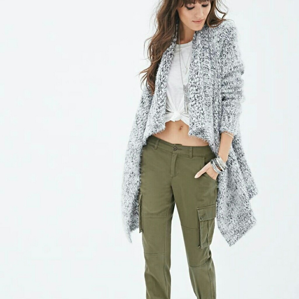 Grey Fuzzy Eyelash Cardigan